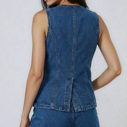 Miss Sparkling 2 piece set denim shorts and sleeveless top