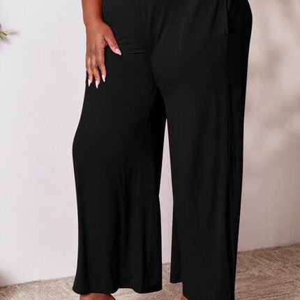 Basic Bae Full Size Smocked Wide Waistband Wide Leg Women Pants