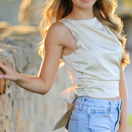 Satin Sleeveless Backless Top