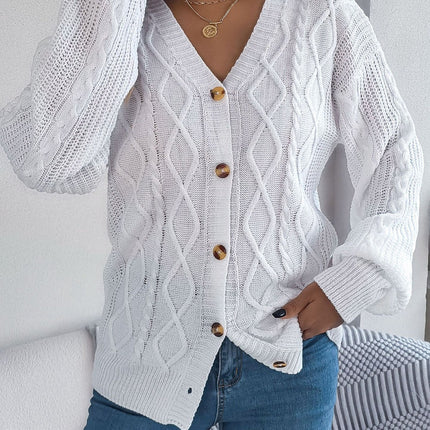 Cable-Knit Long Sleeve Women Cardigan