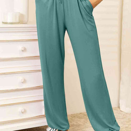 Basic Bae Full Size Soft Rayon Drawstring Women Waist Pants with Pockets