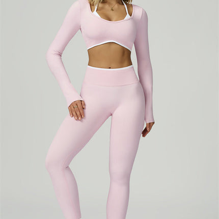 The Prime Line Long Sleeve Crop Top Leggings 2-Piece Set