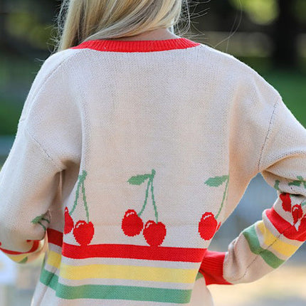 Cherry Retro Stripe Cardigan