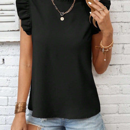 Ruffle short sleeve blouse