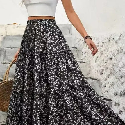 Miss Sparkling Floral tiered maxi skirt
