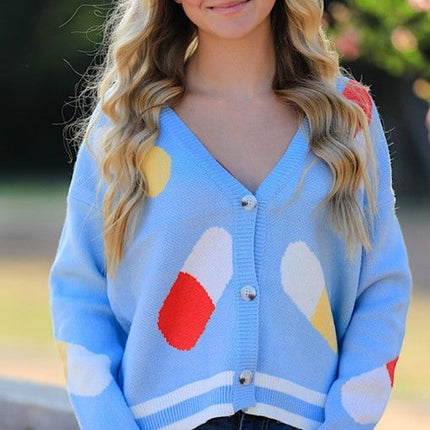 Colorful Capsule Pattern Cardigan