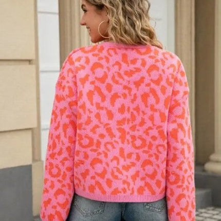 Miss Sparkling  Leopard Knit Cardigan with Front Tie