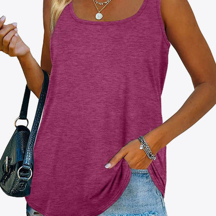Curved Hem Square Neck Women Tank