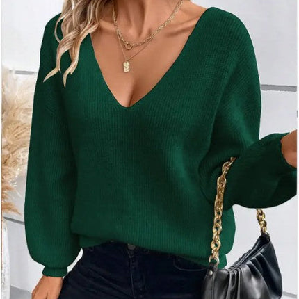 Back Tie Detail V-Neck Sweater