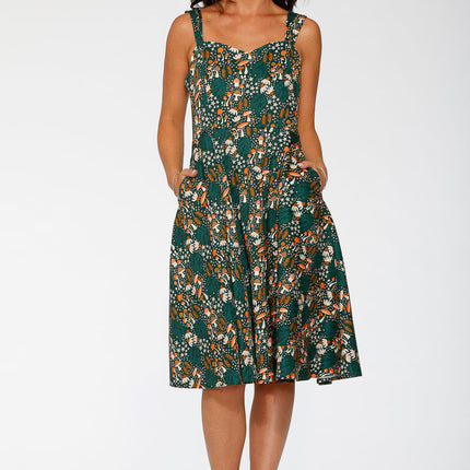24421 Olive Mushroom Swing Dress