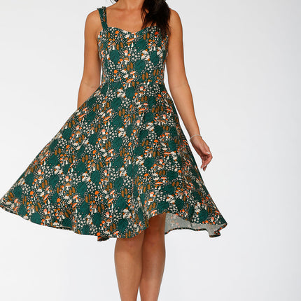 24421 Olive Mushroom Swing Dress