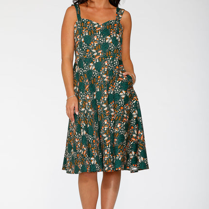 24421 Olive Mushroom Swing Dress