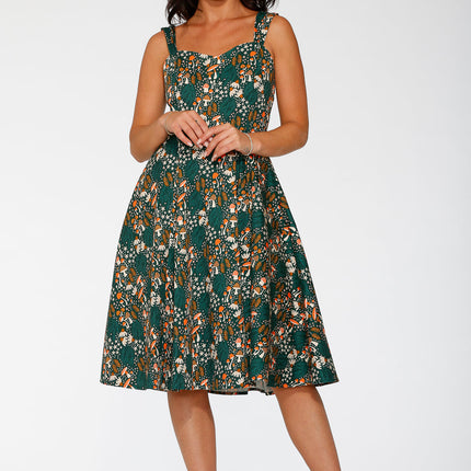 24421 Olive Mushroom Swing Dress