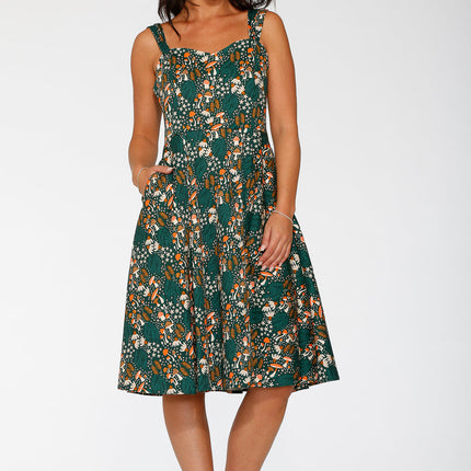 24421 Olive Mushroom Swing Dress