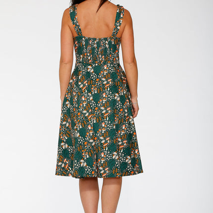 24421 Olive Mushroom Swing Dress