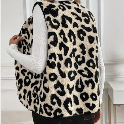Leopard Print Fleece Vest