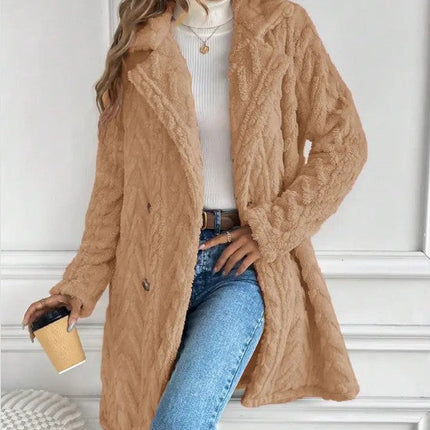 Houndstooth Pattern  Fleece Coat