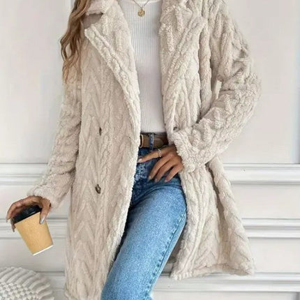 Houndstooth Pattern  Fleece Coat