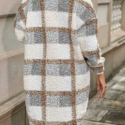 Plaid Faux Fur Coat