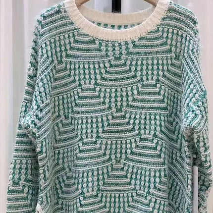 Plaid Knit Sweater with fringe
