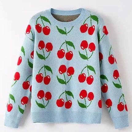 Cherry Pattern Knit Sweater