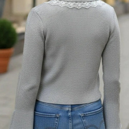 Lace Trim  Knit Cardigan