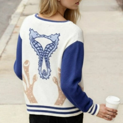 Seahorse Coral Knit Cardigan