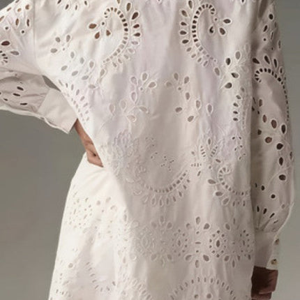 Eyelet Embroidery Long Sleeve Shirt