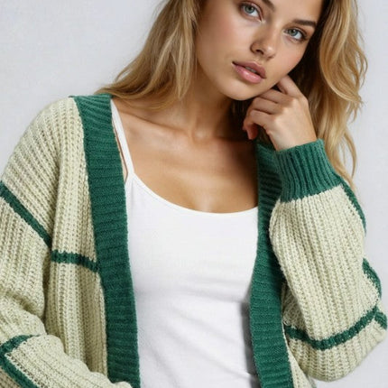 Two-Tone Color Block Cardigan
