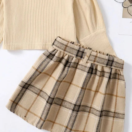 Turtleneck Long Sleeve Top and Skirt Set