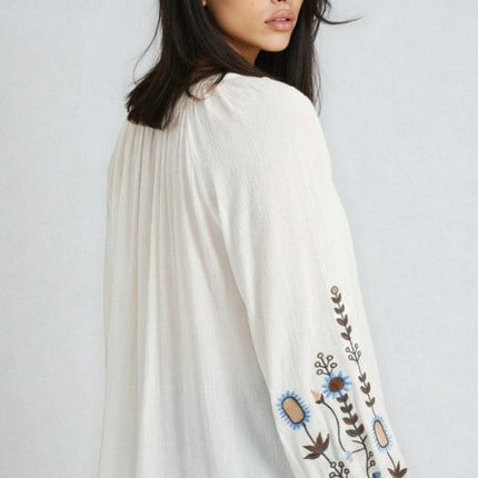 Miss Sparkling Bohemian Embroidered Floral  Blouse