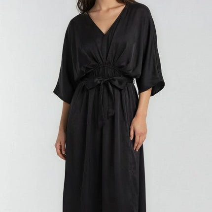 Miss Sparkling Satin Kimono Sleeve Maxi Dress