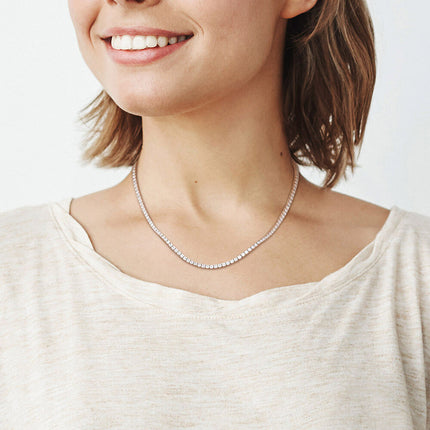 12.5 ct. DEW Created Brilliant Sapphire Tennis Necklace - 14K Gold Overlay