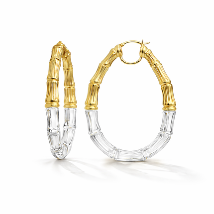 Duchess Bamboo Lucite Hoop Earrings
