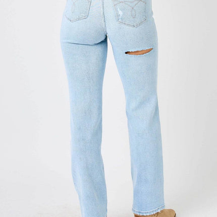 Judy Blue Full Size High Waist Distressed Straight Women Jeans
