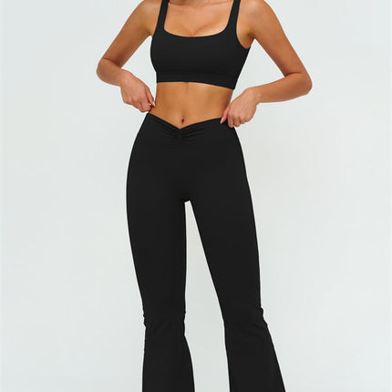 The Lushness V-Back Sports Bra Flared Leggings 2-Piece Set