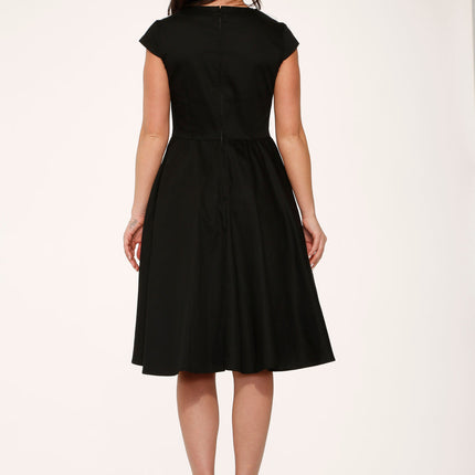 29190 Black White Collar Swing Dress