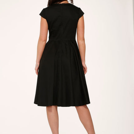 29190 Black White Collar Swing Dress