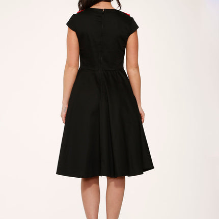 29191 Black Red Collar Swing Dress