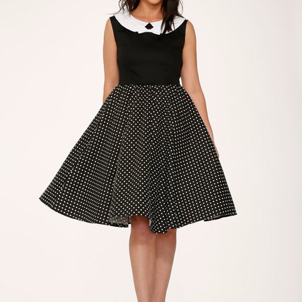 29200 Black White Polka Dot Swing Dress