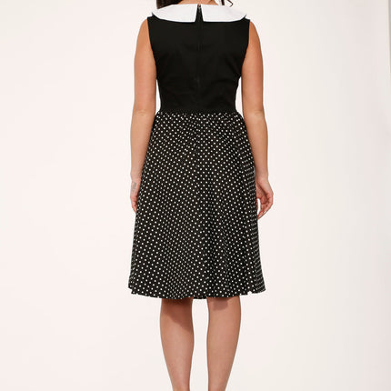 29200 Black White Polka Dot Swing Dress