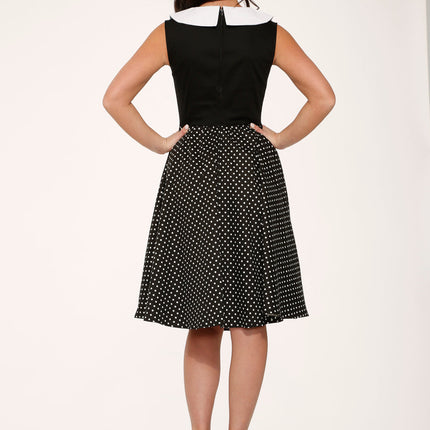 29200 Black White Polka Dot Swing Dress
