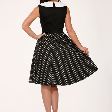 29200 Black White Polka Dot Swing Dress
