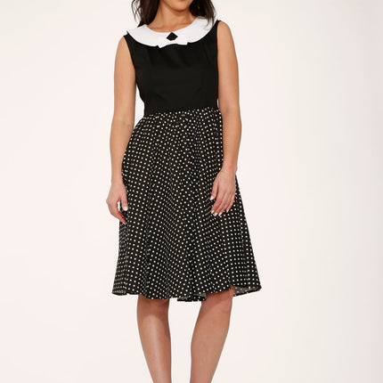 29200 Black White Polka Dot Swing Dress