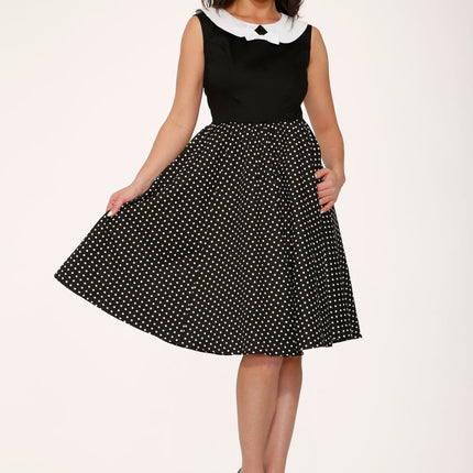 29200 Black White Polka Dot Swing Dress