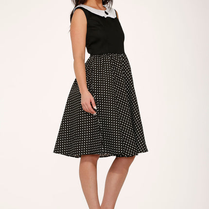 29200 Black White Polka Dot Swing Dress