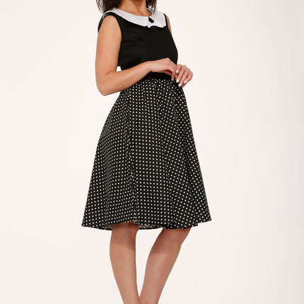 29200 Black White Polka Dot Swing Dress