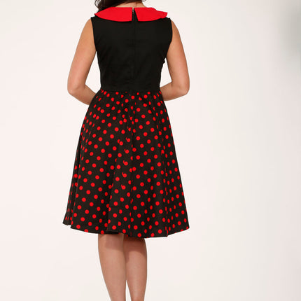 29201 Black Red Polka Dot Swing Dress