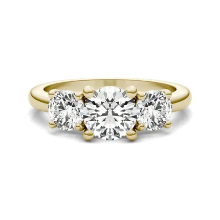3 CTW AGI Certified Lab Grown Diamond (G-VS) Three Stone Engagement Ring in of 14K Gold
