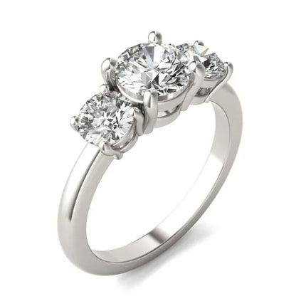 AGI Certified 2 CTW Classic Three-Stone Round Lab Grown Diamond (G-VS) Engagement Ring in 14K White Gold